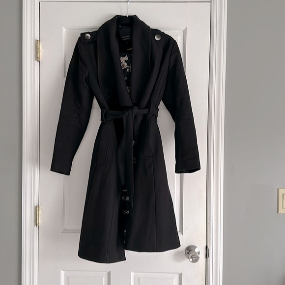 Ted Baker Jackets & Blazers - Ted Baker black wool belted trench coat size 2